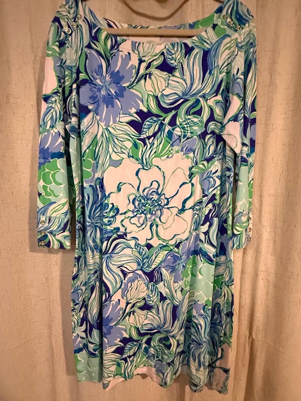 Lilly Pulitzer Blue, Green & White Floral Mini Dress